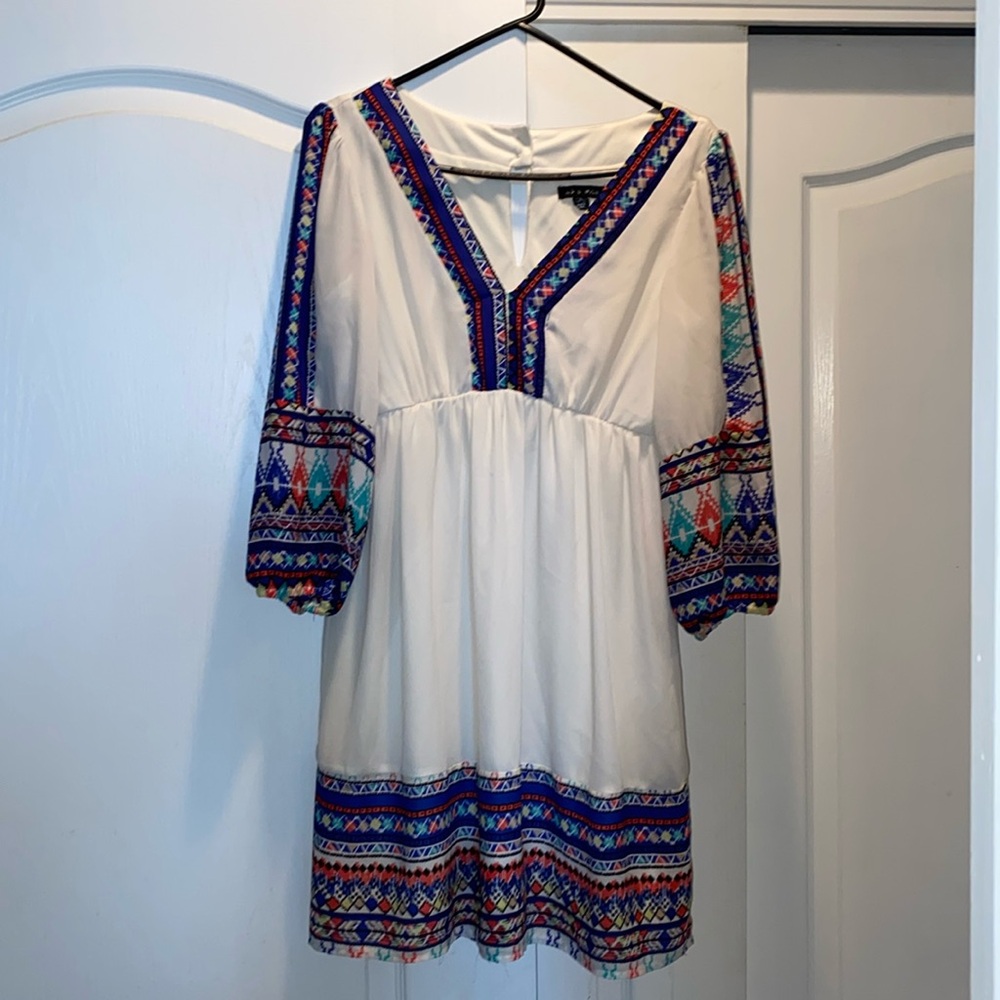 White just above knee embroidered look summer dress
